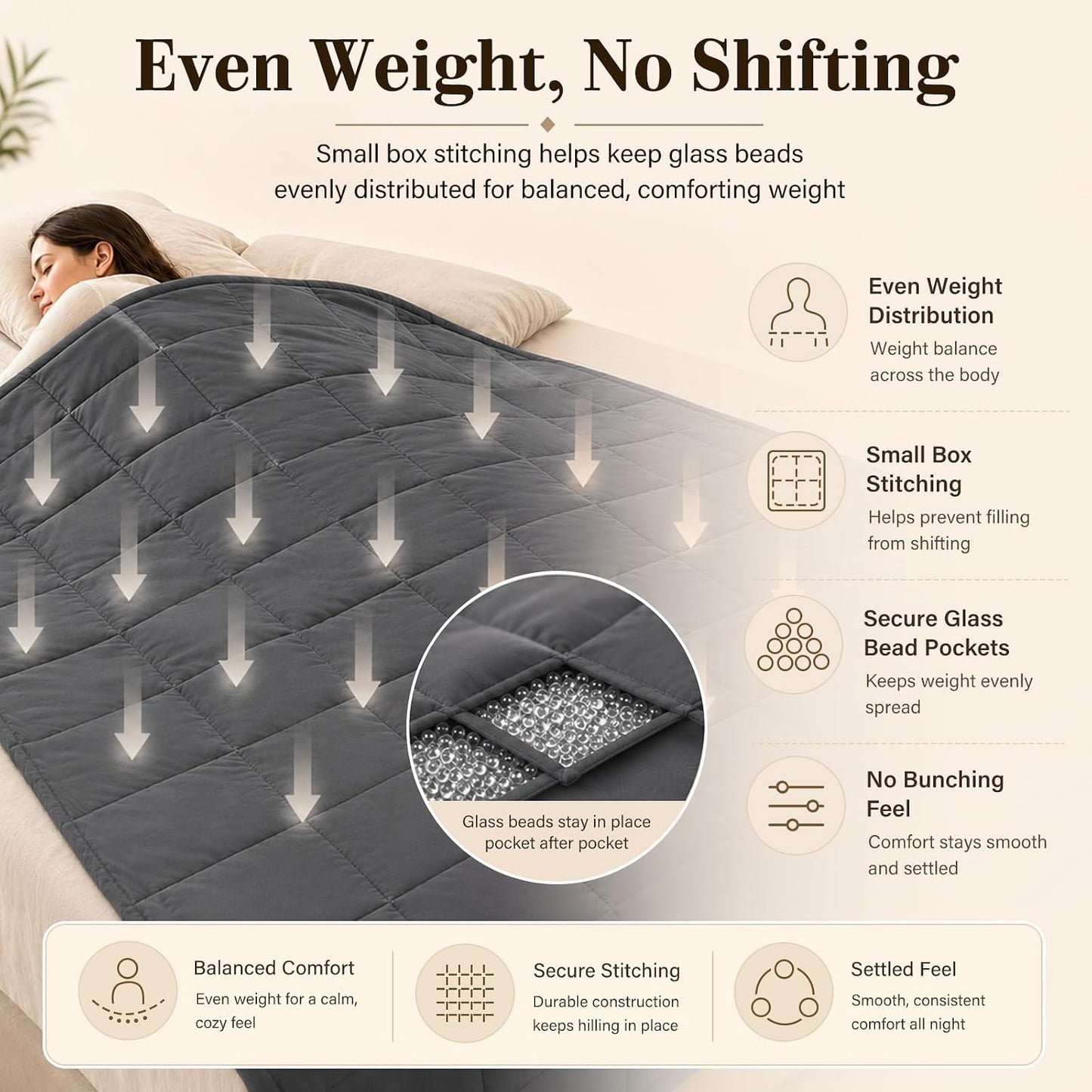L'AGRATY Weighted Lap Pad 7lb: Small Weighted Blanket for Adults - Cooling Portable Travel Blanket for Relaxation Sleeping - Washable All-Season (29" x 24")