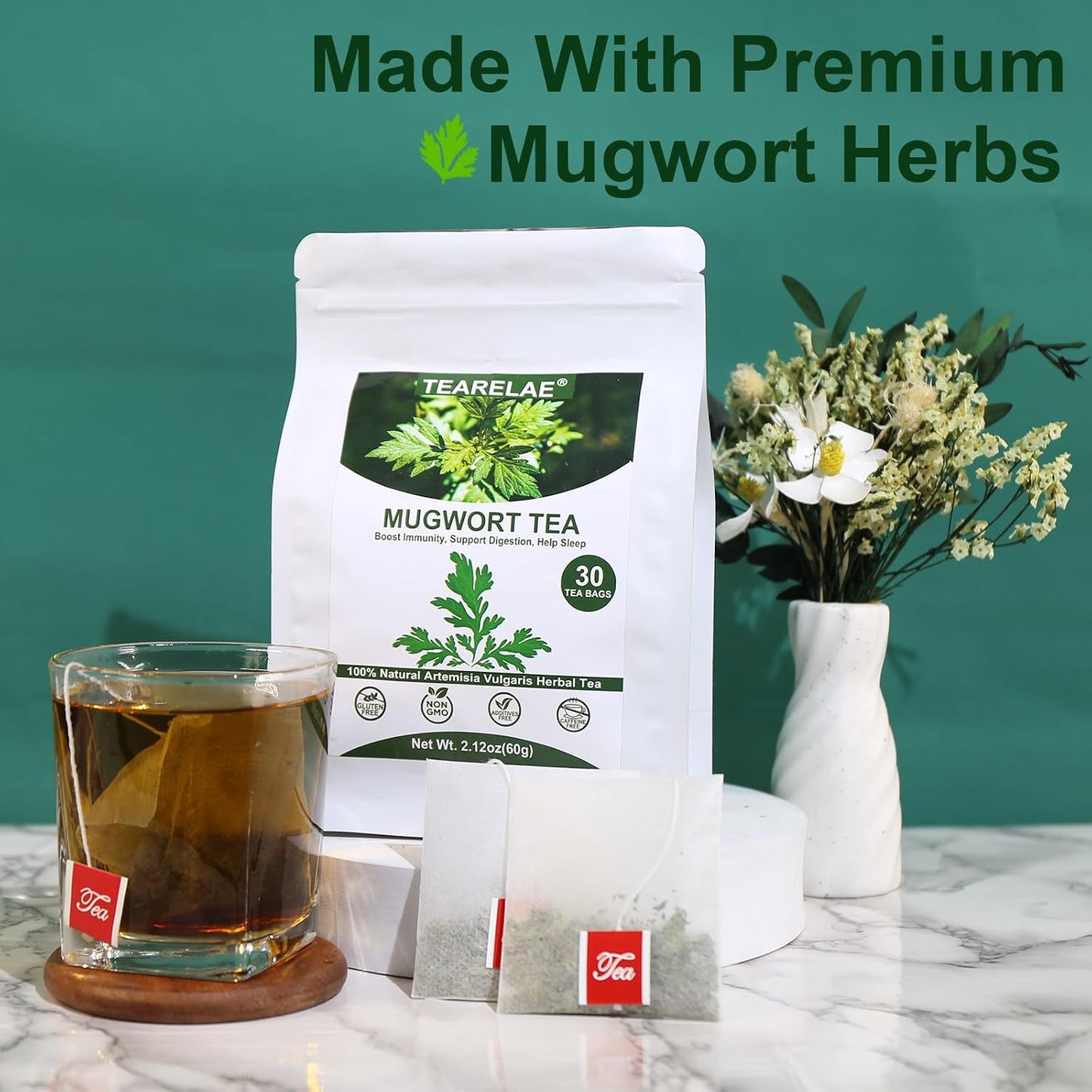 TEARELAE Lemon Balm Tea Bag, 1.5g X 50 Count | Premium Natural Lemon Balm Leaf, Caffeine-free, Non-GMO, Soothing & Mellow, Healthy Tea During Leisure Time & For Relaxation