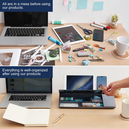 TSJ OFFICE Whiteboard Weekly Dry-Erase-Board - Desktop White Board Calendar Desk Organizers with Accessories Computer Keyboard Stand with Drawer, for Office, Home, School Supplies - White Calendar