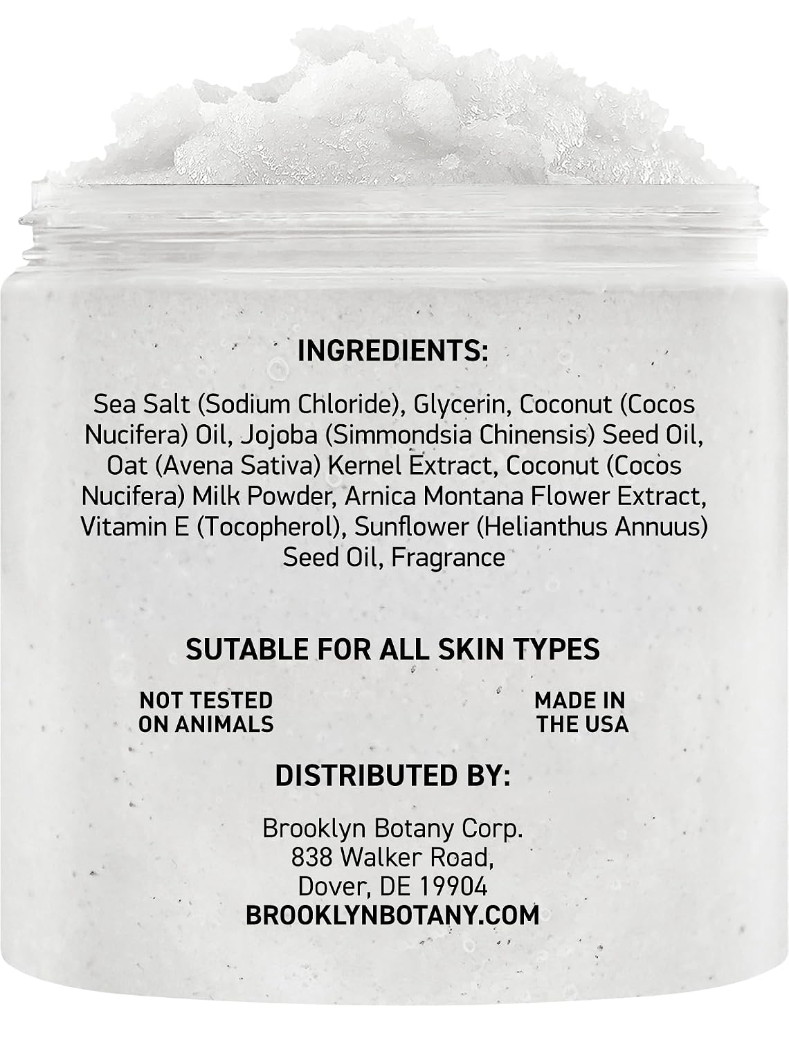 Brooklyn Botany Coconut Milk Body Scrub - Moisturizing and Exfoliating Body, Face, Hand, Foot Scrub - Fights Stretch Marks, Fine Lines, Wrinkles - Great Gifts for Women & Men - 10 oz