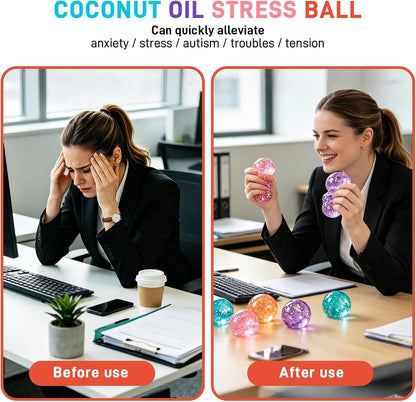 Coconut Oil Squishy, Coconut Oil Slow Rising Squeeze Stress Ball Clear Jelly Bubblegum Texture Coconut Oil Squishy Toy (Blue)