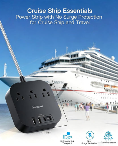 One Beat Power Strip with USB C, 3 Outlets 4 USB Ports (22.5W/4.5A), 6ft