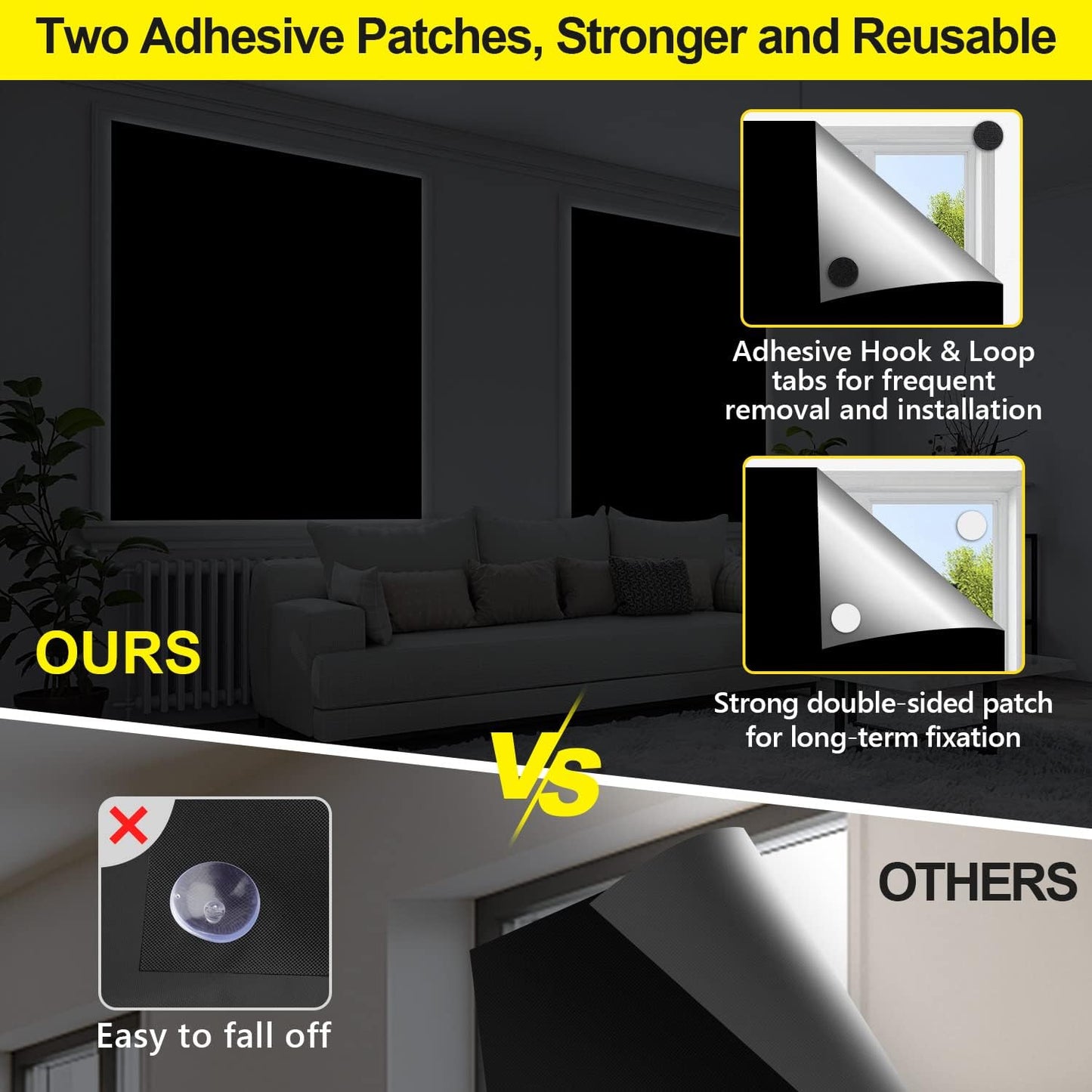 FADOTY 100% Blackout Curtains, 57"x 118" Portable Black Out Window Cover