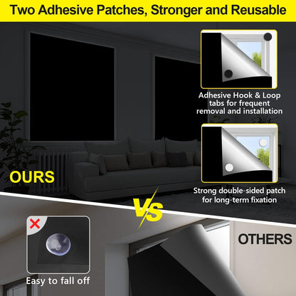FADOTY 100% Blackout Curtains, 57"x 118" Portable Black Out Window Cover