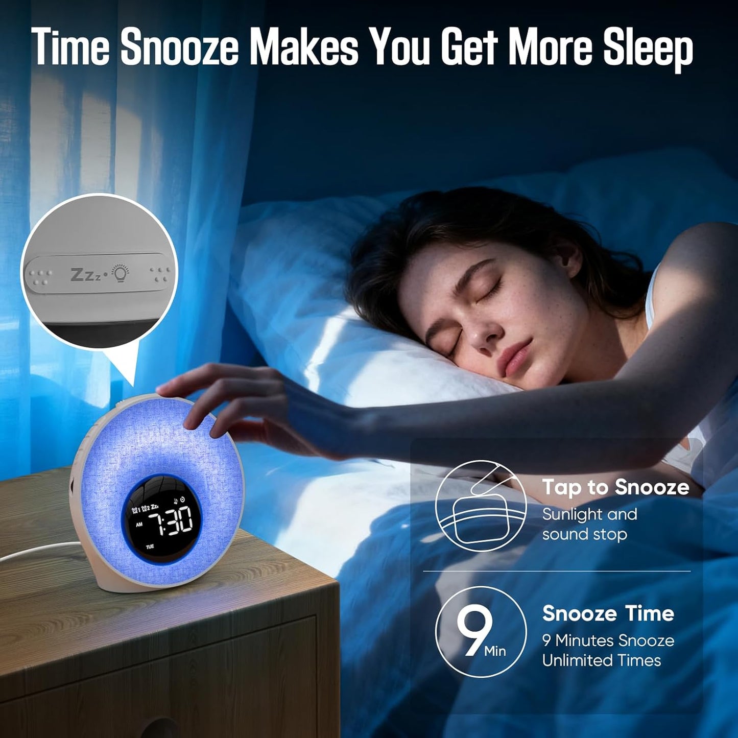 Sunrise Alarm Clock, White Noise Sleep Sound Machine for Bedroom, Wake Up Light with 30 Soothing Sounds, Dual Alarms, Snooze, Bedside Lamp, Christmas Gift for Baby, Adults, Heavy Sleepers