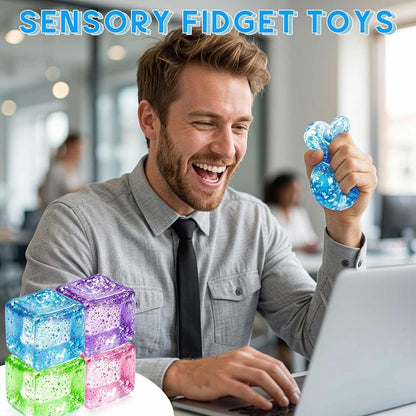 Square Squishy Squeeze Fidget Toys: Stress Relief Toys for Men Super Soft Slow Rising Cube - Sensory Desk Toys for Office Stress, Anxiety Relief & Focus - Cool Birthday Party Favors for Teens & Adults