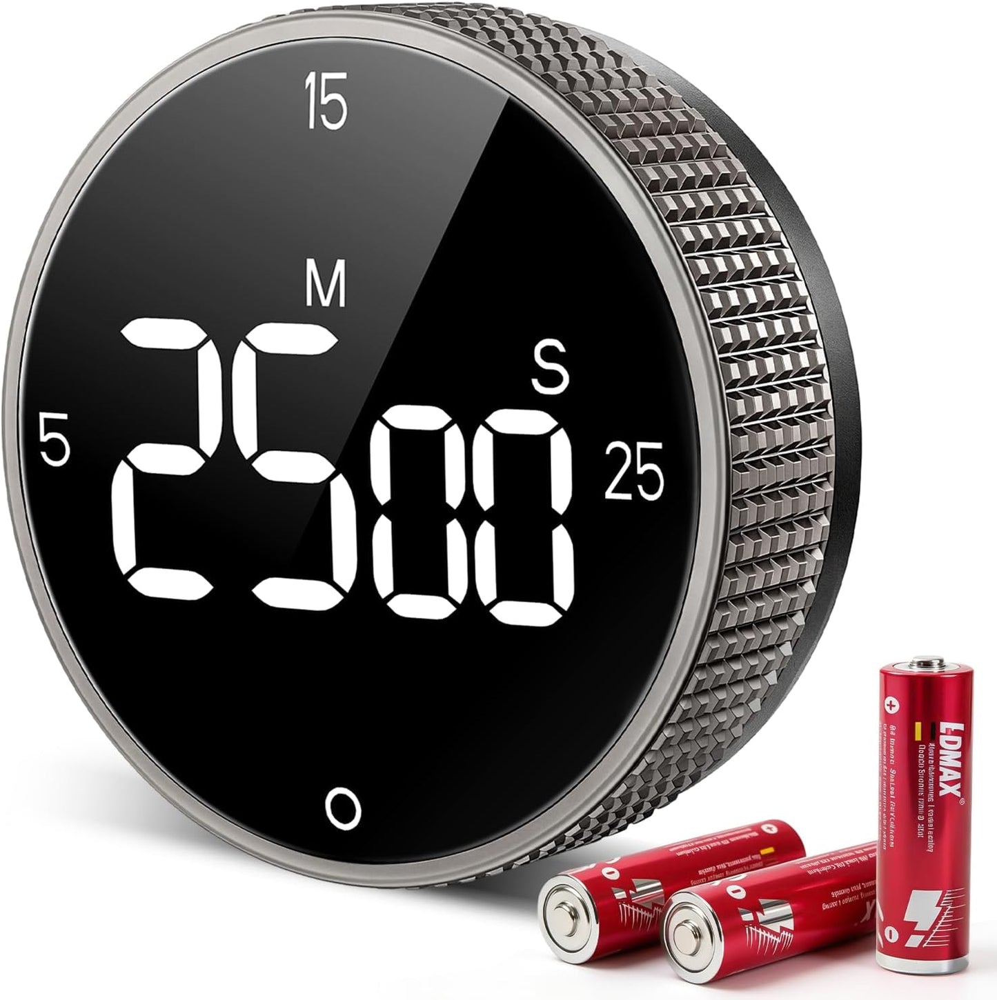 Digital Magnetic Kitchen Timer for Cooking, Large LED Countdown Timer, Rotating Pomodoro Timer, Volume Adjustable, 5/15/25 Min Presets for Kitchen, Baking Grilling Studying