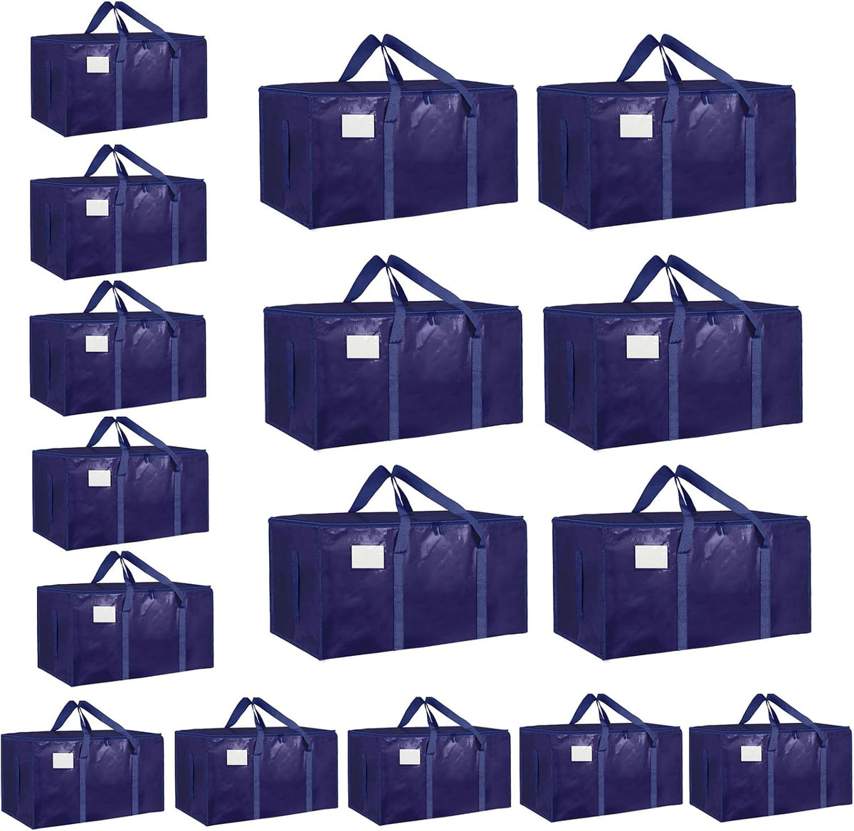 Moving Bags Extra Large - Heavy Duty Storage Totes with Wrap-Around Handles & Reinforced Zippers - Foldable Moving Box Alternative, Water-Resistant for Dorm, Closet & Under Bed Storage (Clear)