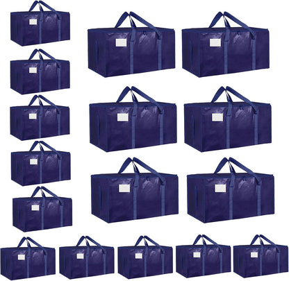 Moving Bags Extra Large - Heavy Duty Storage Totes with Wrap-Around Handles & Reinforced Zippers - Foldable Moving Box Alternative, Water-Resistant for Dorm, Closet & Under Bed Storage (Clear)