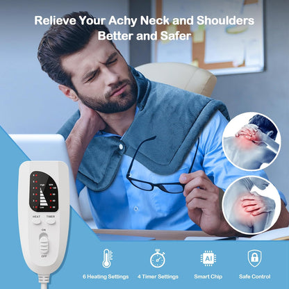 NIUONSIX Heating Pad for Neck Shoulders Back Pain Relief, Weighted Heat Wrap for Home Office Relax, 6 Heat Settings 4 Auto-Off, Father's Day Dad Gifts for Men Husband Birthday Gifts for Women Mom
