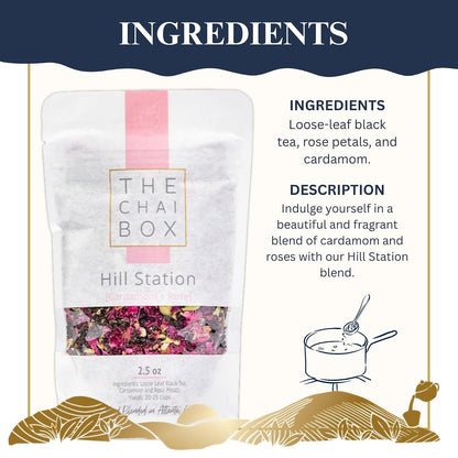 The Chai Box Traditional Cardamom Chai with Rose - 100% Organic Black Tea