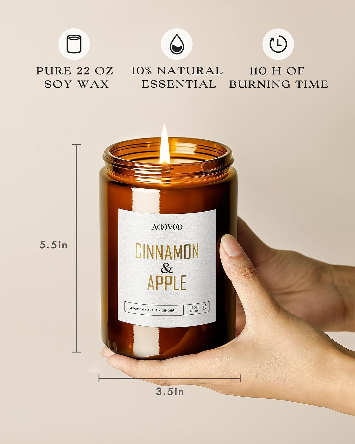 AOOVOO Coconut Vanilla Candles - 9 oz Scented Candles, Aromatherapy Candle, Soy Candle for Home Scented