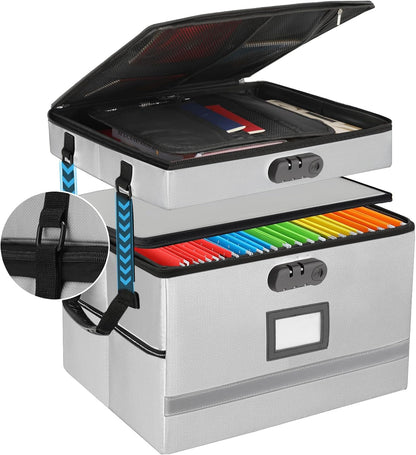 EXLIFBAG Fireproof File Organizer with Lock, 1 Layer