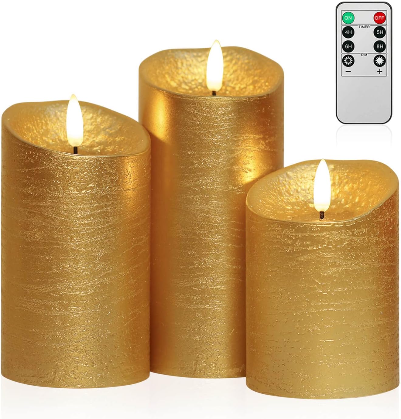 ANGELLOONG Flickering Flameless Candles, Realistic Battery Operated Candles with Remote and Timer, Set of 3 LED Candles for Fall Room Home Wedding Decor Centerpieces Table Party Christmas Decorations