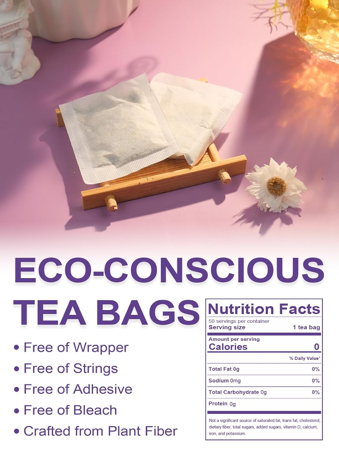 TeeLux Chamomile Passionflower Tea Bags, Smooth & Soothing Taste, 50 Count