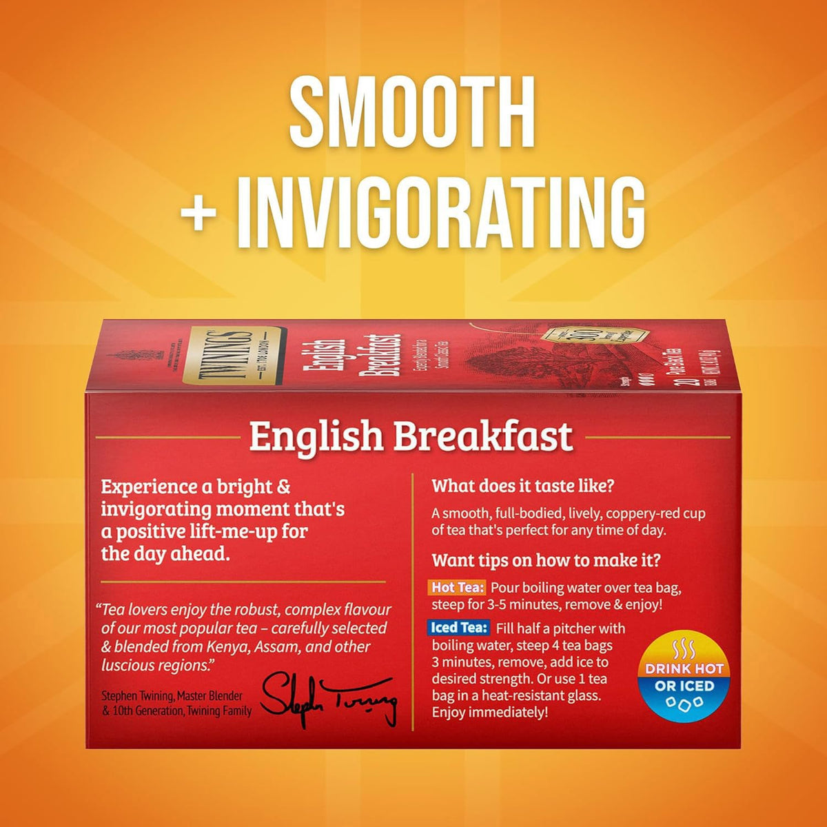 Twinings Tea Variety 2-Pack – English Breakfast + Earl Grey, Caffeinated Black Tea Bags, Individually Wrapped, 20 Count Each