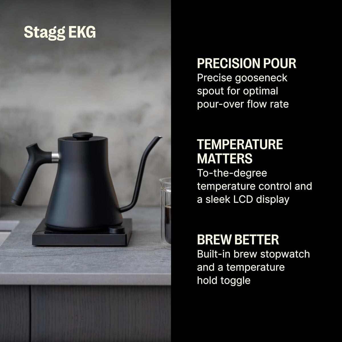 Fellow Stagg EKG Pro Gooseneck Electric Kettle, Brew Timer, 0.9 Liter