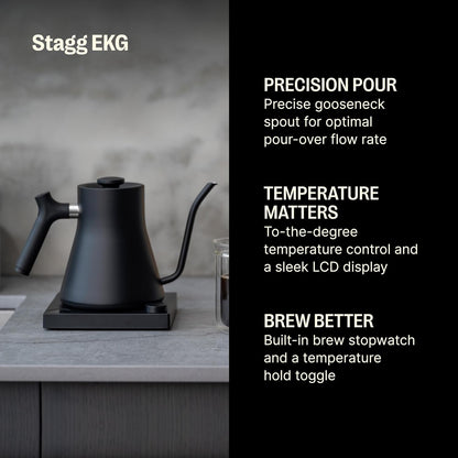 Fellow Stagg EKG Pro Gooseneck Electric Kettle, Brew Timer, 0.9 Liter
