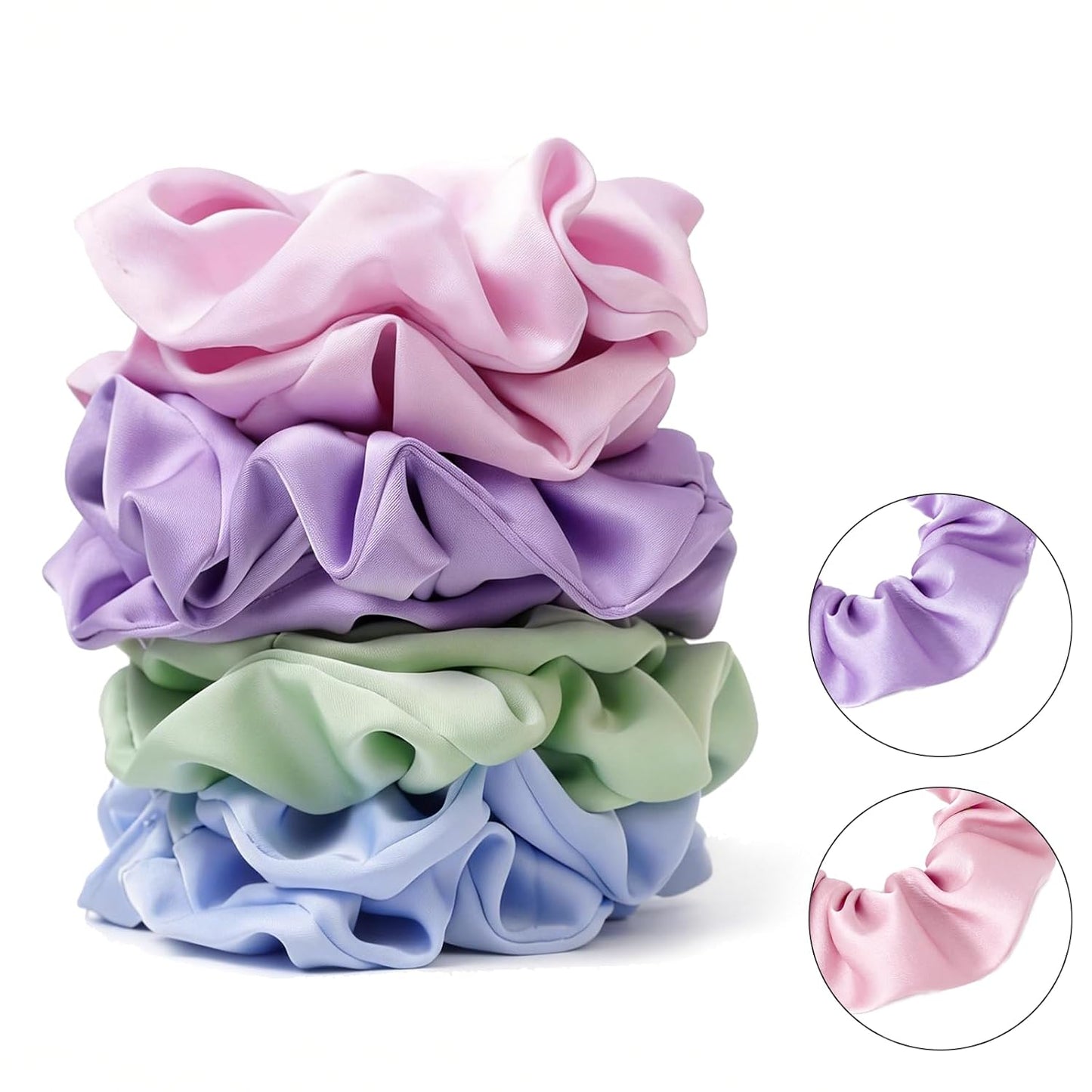 Satin Scrunchies for Women – 8PCS Blush & Brown Silk Hair Ties Set – No Crease, Frizz-Free, Gentle Elastic Hair Bands, Soft & Stylish Everyday Hair Accessories Gifts