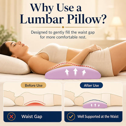 Lumbar Support Pillow for Bed Relief Back Pain: Lower Back Pillow for Sleeping - Memory Foam Waist Pillow - Back Wedge Bolster Pillow for Side, Back&Stomach Sleepers - Bed Rest Pillow for Car, Sofa