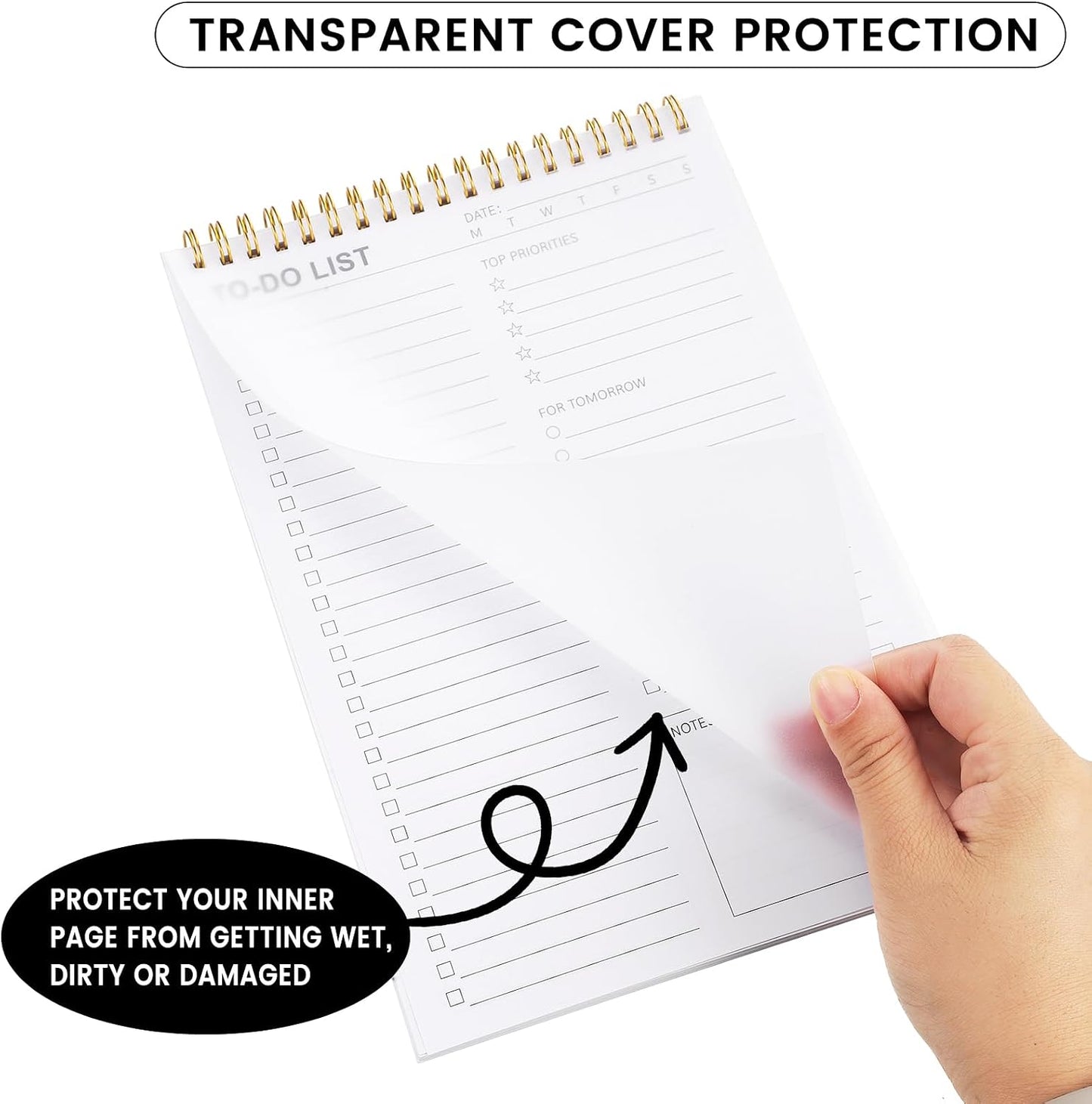 to Do List Notepad, Undated Daily Planner, 120 Pages, 6.7 x 9.8 in | 100 GSM FSC Paper, Plastic Cover, Spiral Bound, Tear-Off Pages, Task Checklist Layout For Home Office School Supplies
