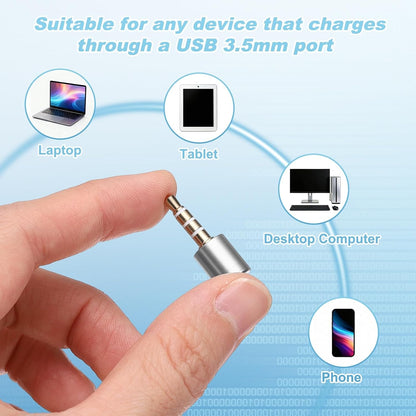 2 Pcs Microphone Blocker, USB 3.5mm Audio Blocker, Silver