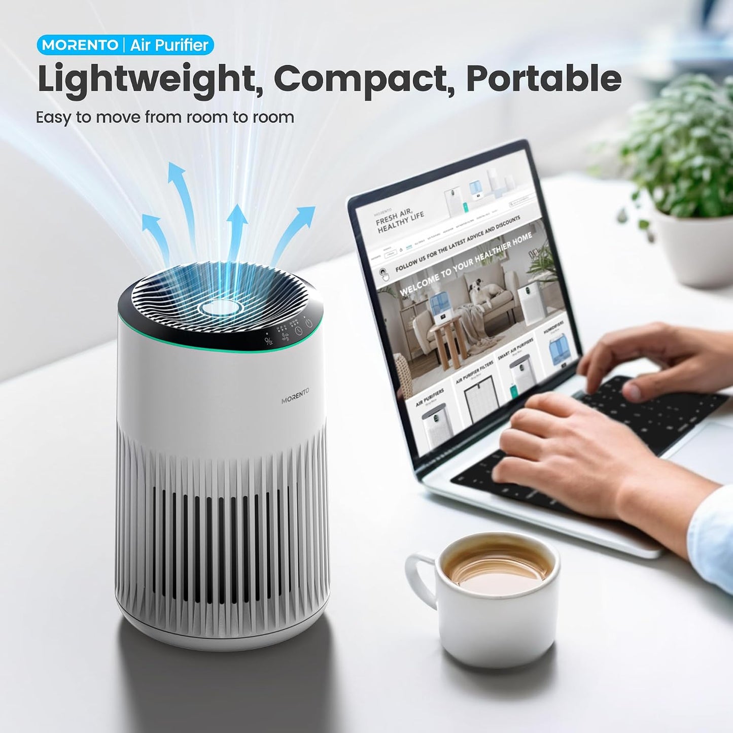 Air Purifiers for Bedroom Home for Smoke Pet Dander Odors 2 Pack Ivory