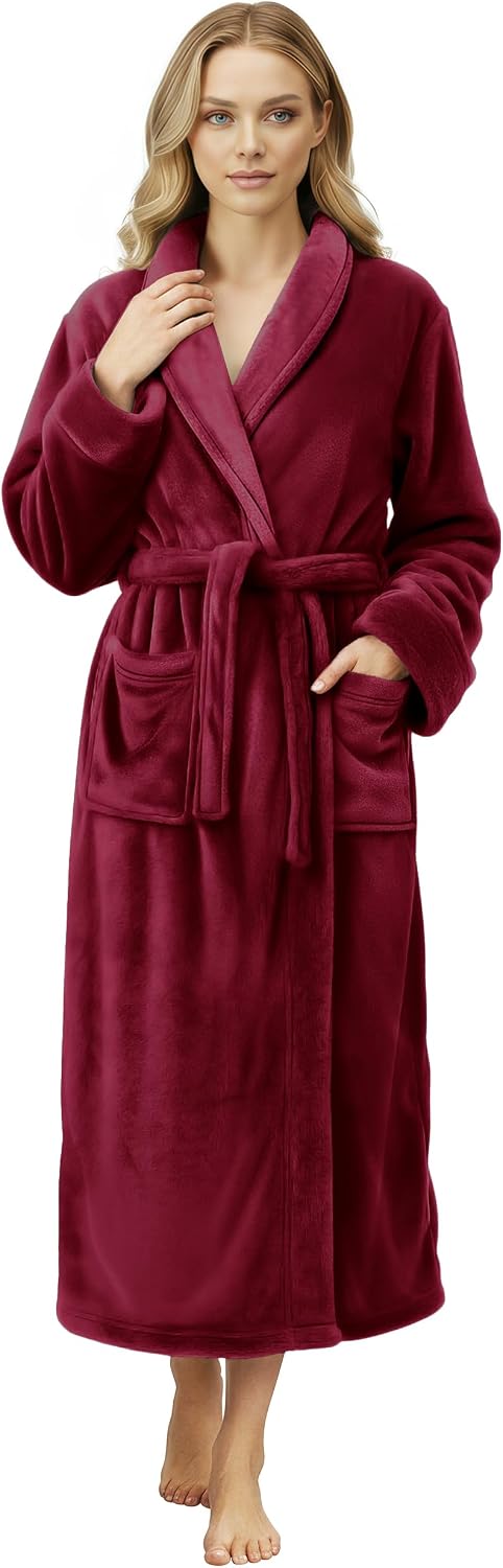 NY Threads Premium Womens Robe, Plush Fleece Long Bath Robe for Women, Fluffy Soft Women's Bathrobe