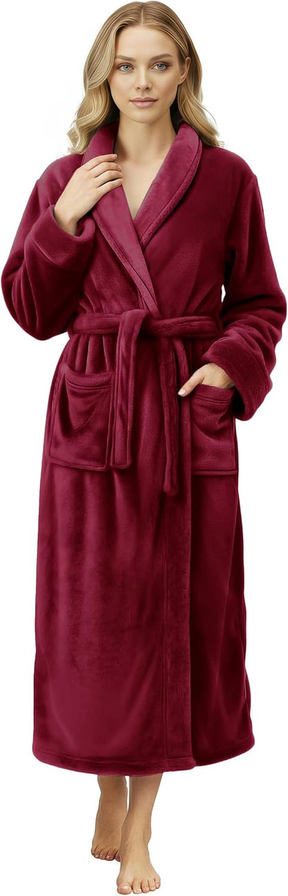NY Threads Premium Womens Robe, Plush Fleece Long Bath Robe for Women, Fluffy Soft Women's Bathrobe