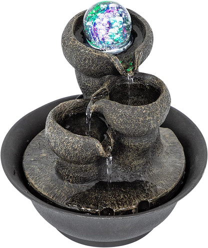 Ferrisland Indoor with LED Lights, Desktop Waterfall Fountain