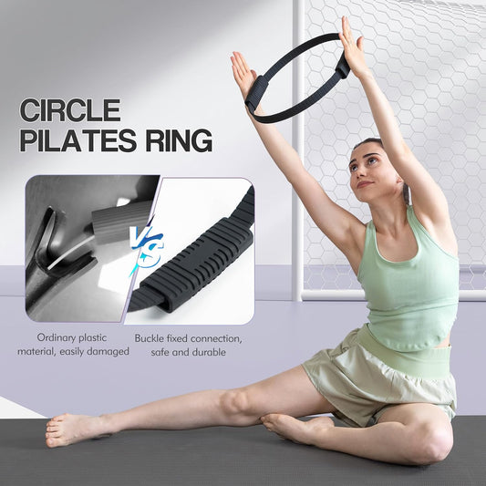 Pilates Kit, 13.5" Pilates Ring with Mini Ball & Resistance Bands