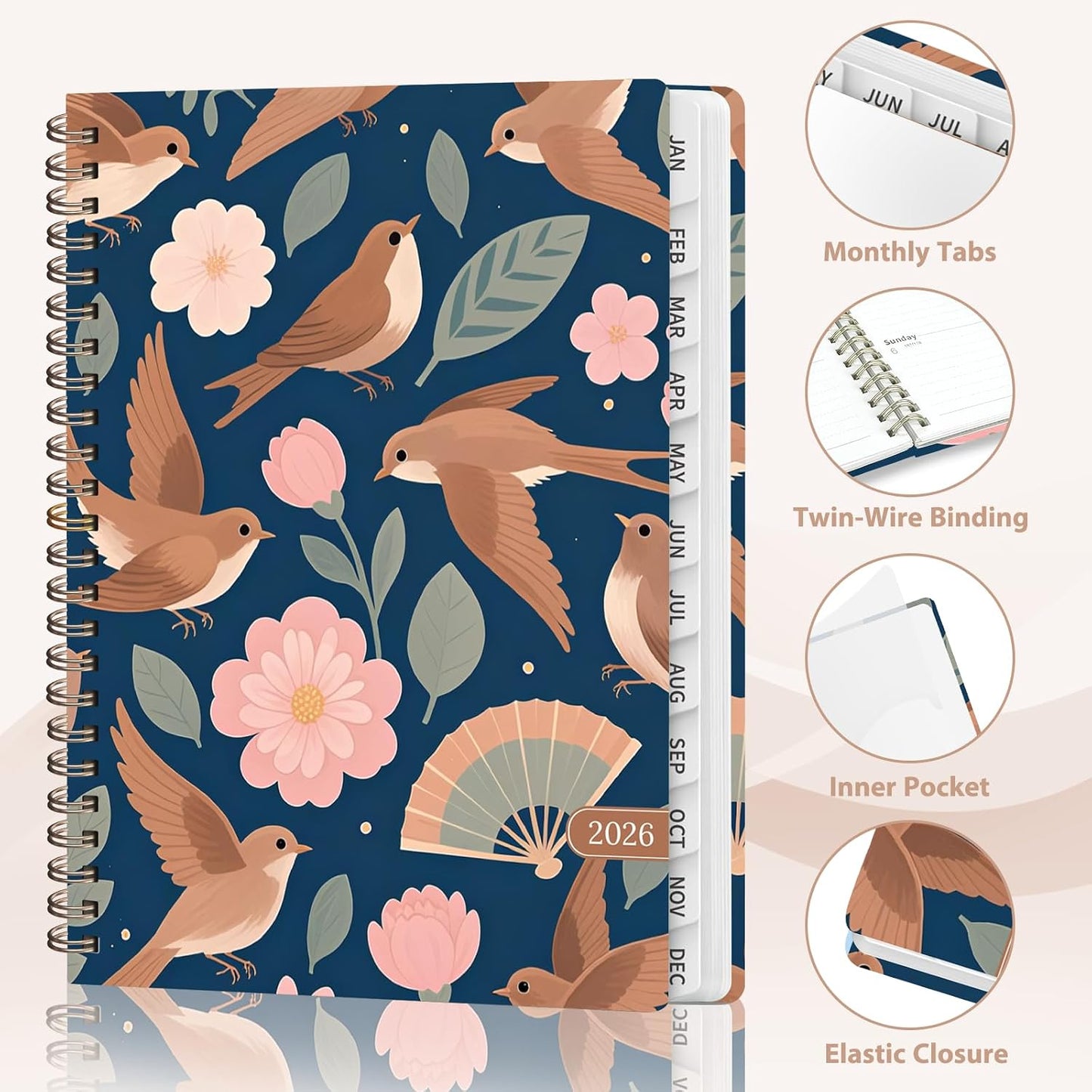 Planner 2026-2027, Weekly and Monthly Calendar Planner, JUL 2026 - JUN 2027 | Academic Year, Daily Agenda Book, A5(6.3'' x 8.5''), Sprial Bound, Inner Pocket, Office School Use