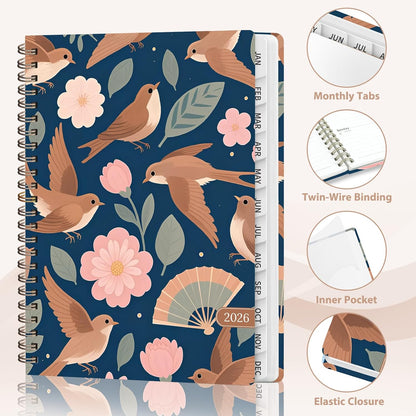 Planner 2026-2027, Weekly and Monthly Calendar Planner, JUL 2026 - JUN 2027 | Academic Year, Daily Agenda Book, A5(6.3'' x 8.5''), Sprial Bound, Inner Pocket, Office School Use
