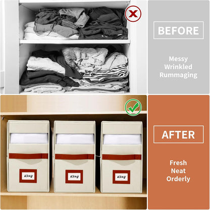 Extra Large Bed Sheet Organizer, Foldable Sheet Organizers and Storage with Oxford Fabric, Clear PVC Window & Leather Handle – Storage for Bedding, Blankets, Duvet Cover Set, Quilt