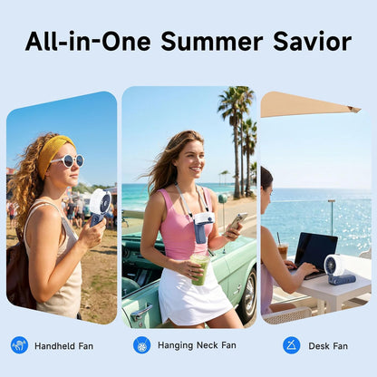 HandFan 4000mAh Handheld Turbo Misting Fan, 100 levels Adjustable High Speed Mister Fan, Portable Spray Water Mist Fans, Foldable Mini Hand Fans for Summer Beach Travel Concerts Disney(Royal Blue)