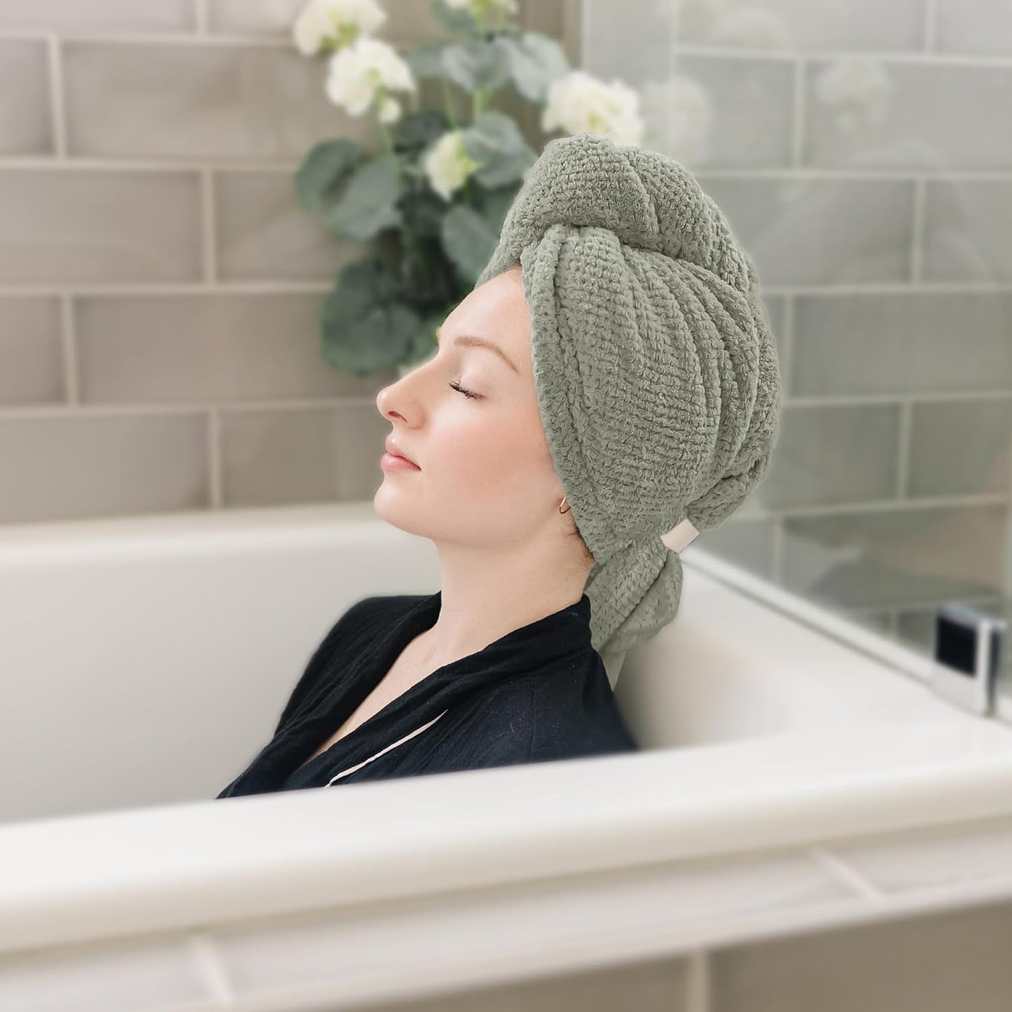 ROLSHOL 2 Packs Large Microfiber Hair Towels for Women, Super Absorbent & Quick Dry Hair Towel Wrap for Curly Hair Long & Short Hair- Anti-Frizz Hair Turbans for Wet Hair - 27.5''*39.4''