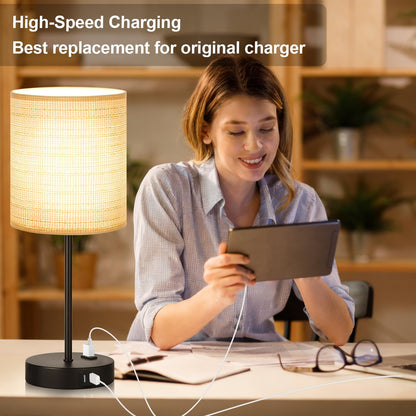 Set of 2 Touch Control Table Lamps with 2 USB & AC Outlet, 3-Way Dimmable Bedside Nightstand Lamps for Bedroom Living Room Nursery, 800 Lumens 5000K Daylight Bulbs Included