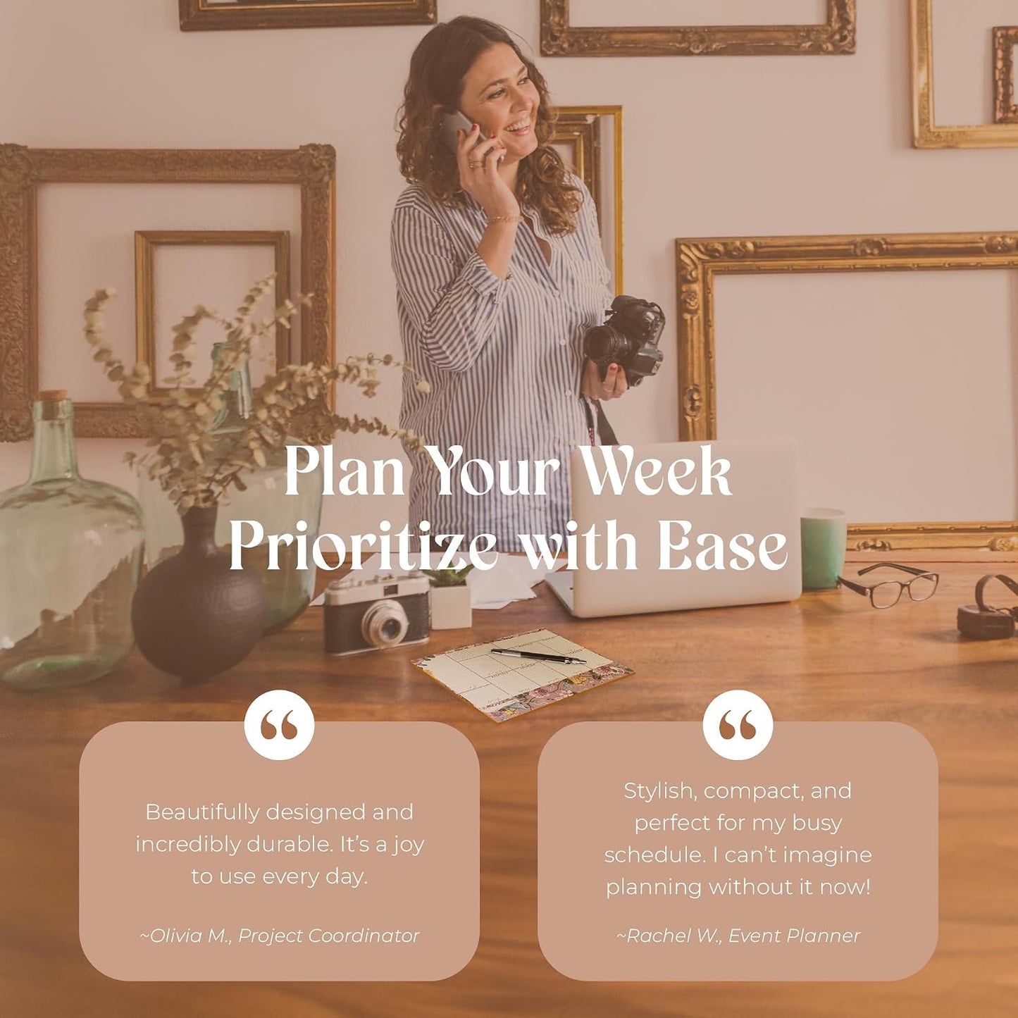Peachly Desktop Weekly Planner Notepad | 60 Undated Tear-Off Pages | Schedule Daily To-Do Lists | Increase Your Productivity In Less Than 5 Minutes A Week | Achieve Your Goals | Peach and Mint Fern