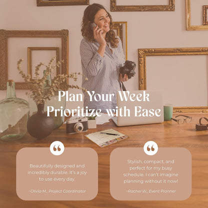 Peachly Desktop Weekly Planner Notepad | 60 Undated Tear-Off Pages | Schedule Daily To-Do Lists | Increase Your Productivity In Less Than 5 Minutes A Week | Achieve Your Goals | Peach and Mint Fern