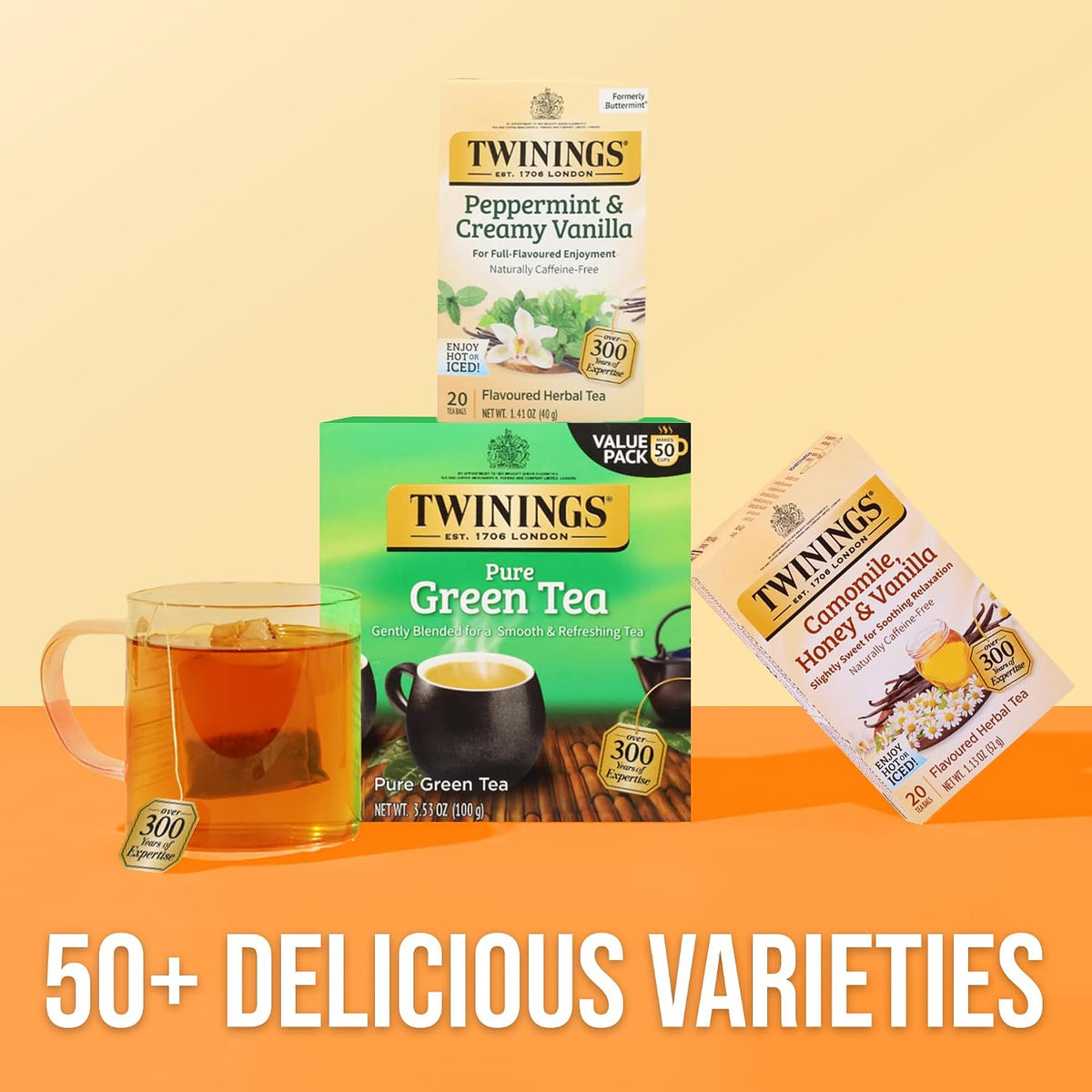 Twinings Peppermint & Creamy Vanilla Herbal Tea Bags, 120 CT Box (1 Pack)