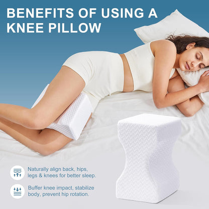 UJPFEO Knee Pillow for Side Sleepers, Leg Pillow for Sciatica, Back, HIPS, Knees, Joints Pain Relief,Pillows for Between Legs While Sleeping Spine Alignment Support & Relieves Pressure
