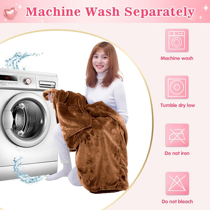Waitu Wearable Blanket Sweatshirt Gifts for Women and Men, Warm and Cozy Giant Blanket Hoodie, Thick Flannel Blanket with Sleeves and Giant Pocket - Dark Gray