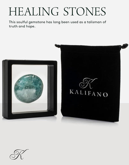 KALIFANO Palm Stone with Healing & Calming Effects - AAA+ Grade High Energy Worry Stone with Information Card - Reiki Crystal Used for Courage (Family Owned and Operated)