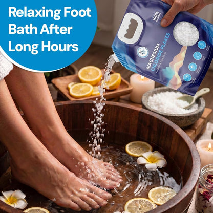 Dead Sea Magnesium Flakes Bath Salts for Soaking & Foot Soak - Natural Pure Chloride Supplement - Unscented Epsom Salt Alternative - Muscle Relief, Skin Nourishing & Better Sleep