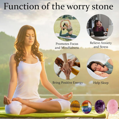 Rose Quartz Crystal Worry Stone for Anxiety Stress Relief, 1.8 Inch Thumb Fidget Stone for Meditation Reiki Healing, Mother's Day Gifts for Women, Hand Carved Pocket Palm Stone