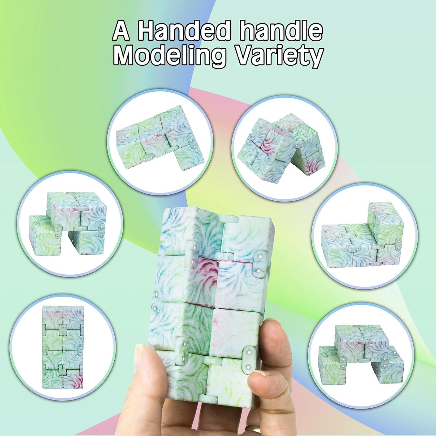 Infinity Cube Fidget Toy Stress Relieving Fidgeting Game for Kids and Adults,Cute Mini Unique Gadget for Anxiety Relief and Kill Time (Macaron Blue)
