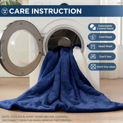 Westinghouse Heated Throw Blanket, Electric Blanket Throw with 6 Heating Levels and 2-10 Hours Time Settings, Flannel to Sherpa Super Cozy Heated Blanket Machine Washable, 50x60 inch, Charcoal
