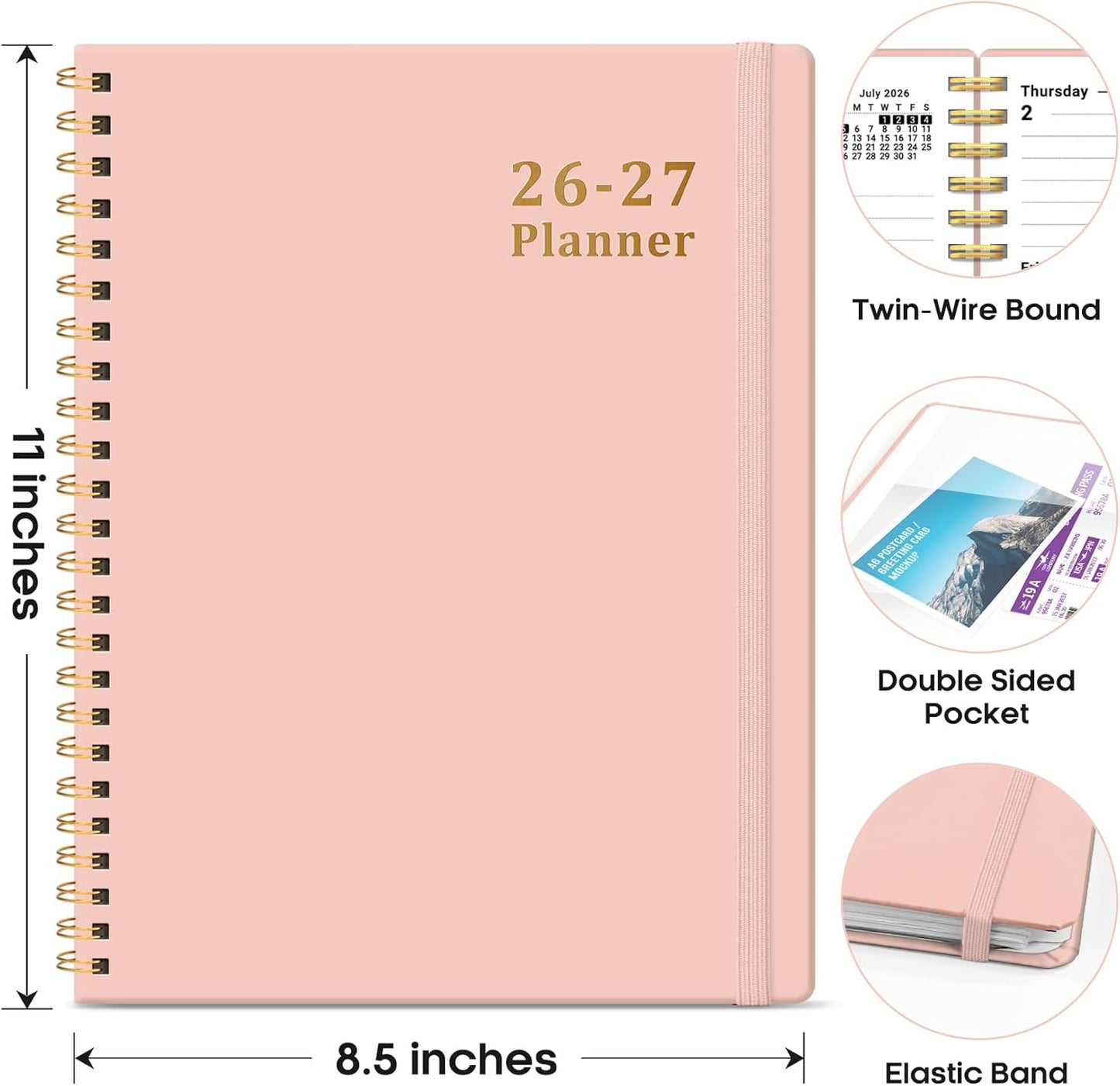Planner 2026-2027, 8.5" x 11" Weekly and Monthly Academic Year Planner Calendar, July 2026 - June 2027, Hardcover Large School Planning Agenda With Tabs, Perfect for School & Office Supplies, A4, Green
