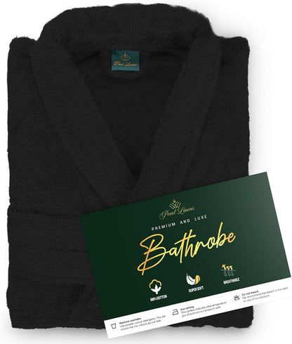 Pearl Linens Cotton Terry Shawl Collar Bathrobe - Soft, Lightweight & Absorbent Unisex Spa Robe for Women & Men - 1 Piece