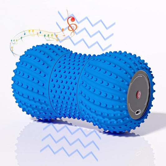 2 in 1 Vibrating Peanut Massage Ball with 6 Massaging Modes and Bluetooth Speaker, Rechargeable Vibrating Massage Yoga Roller Ball for Muscle Recovery, Orange